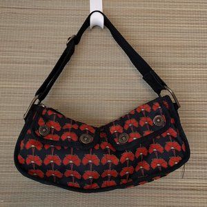 Gap poppy flower floral print small hobo bag red ginko oriental purse handbag
